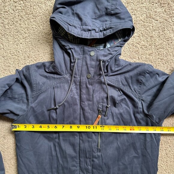 Columbia Jacket Mens Medium Full Zip Hood Flannel Lined Dark Grey Blue - Picture 7 of 11